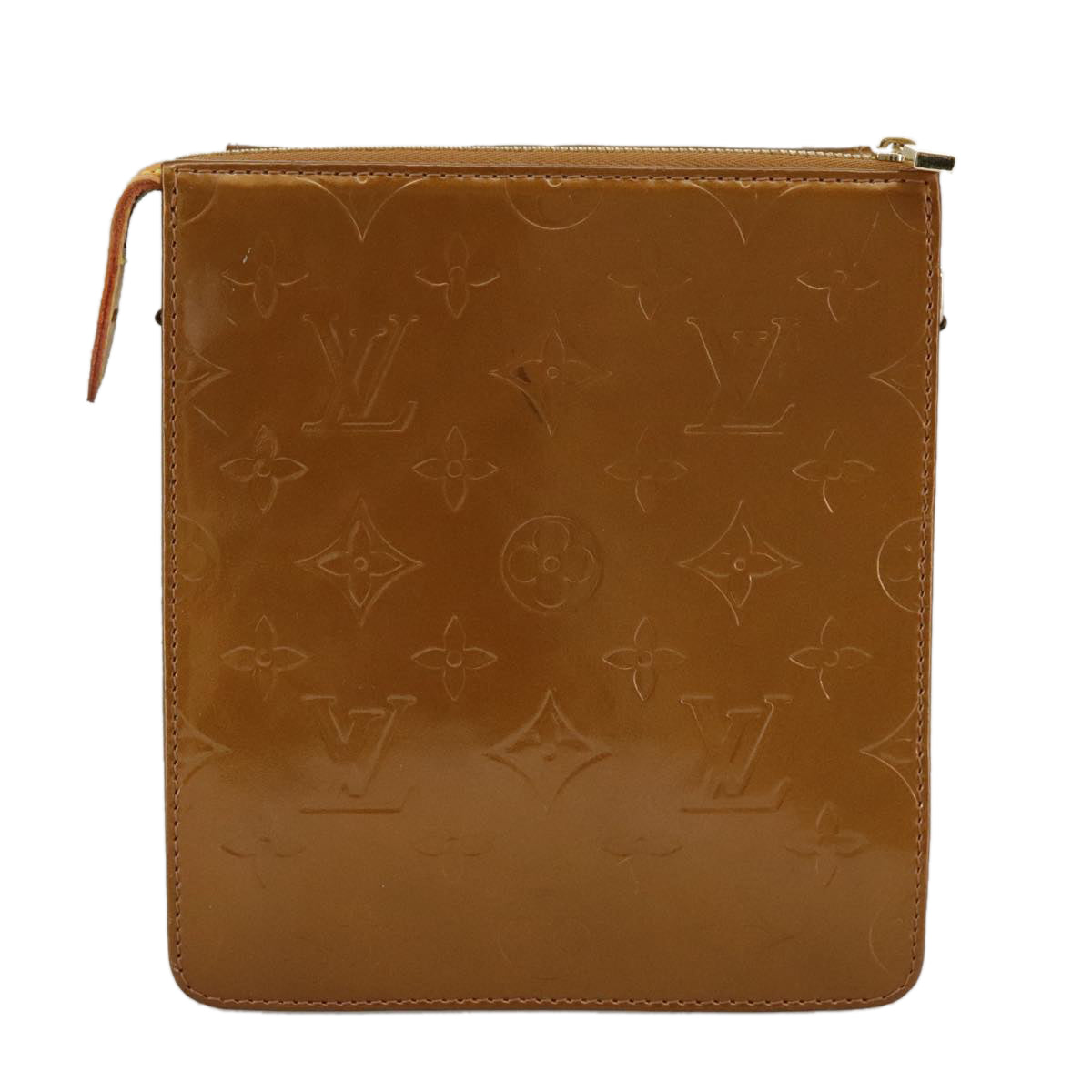 LOUIS VUITTON Monogram Vernis Motto Accessory Pouch Bronze M91138 LV Auth 98365 - 0