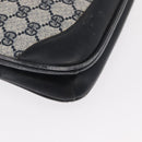 GUCCI GG Supreme Shoulder Bag PVC Leather Navy Gold Auth 98370-10