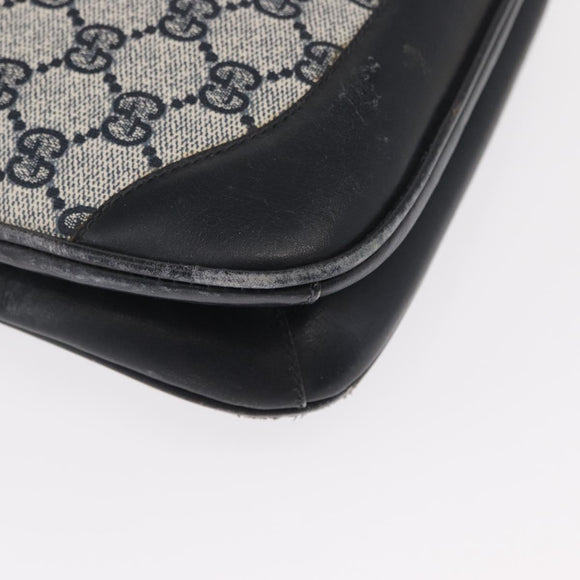 GUCCI GG Supreme Shoulder Bag PVC Leather Navy Gold Auth 98370