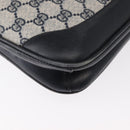 GUCCI GG Supreme Shoulder Bag PVC Leather Navy Gold Auth 98370-12