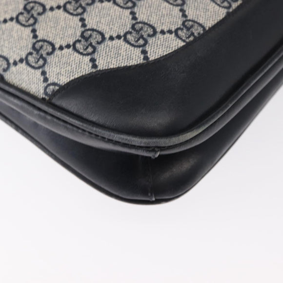 GUCCI GG Supreme Shoulder Bag PVC Leather Navy Gold Auth 98370