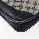 GUCCI GG Supreme Shoulder Bag PVC Leather Navy Gold Auth 98370-13