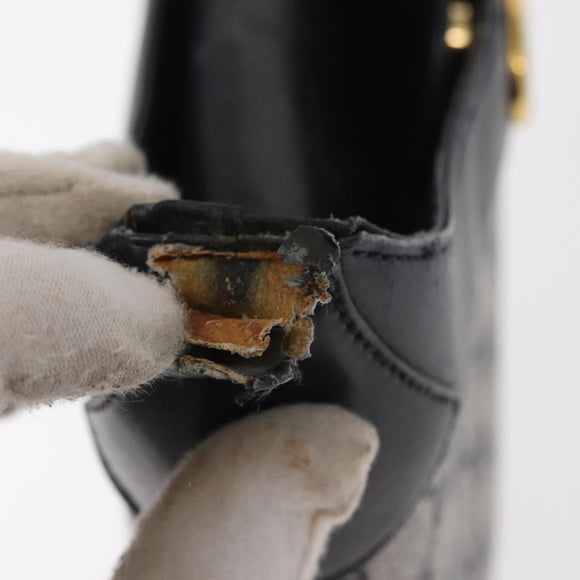 GUCCI GG Supreme Shoulder Bag PVC Leather Navy Gold Auth 98370