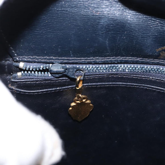 GUCCI GG Supreme Shoulder Bag PVC Leather Navy Gold Auth 98370