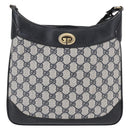 GUCCI GG Supreme Shoulder Bag PVC Leather Navy Gold Auth 98370-2