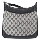 GUCCI GG Supreme Shoulder Bag PVC Leather Navy Gold Auth 98370-3