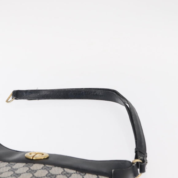GUCCI GG Supreme Shoulder Bag PVC Leather Navy Gold Auth 98370
