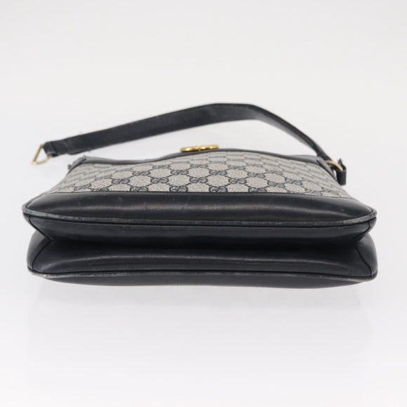 GUCCI GG Supreme Shoulder Bag PVC Leather Navy Gold Auth 98370