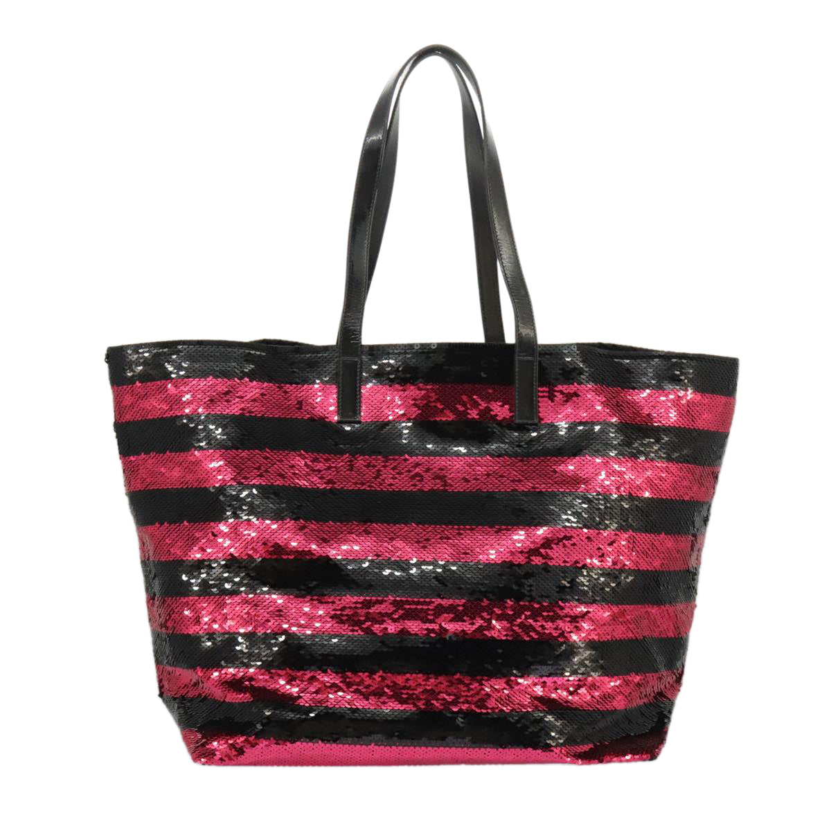 PRADA Sequin Tote Bag Nylon Black Red Auth 98375A - 0