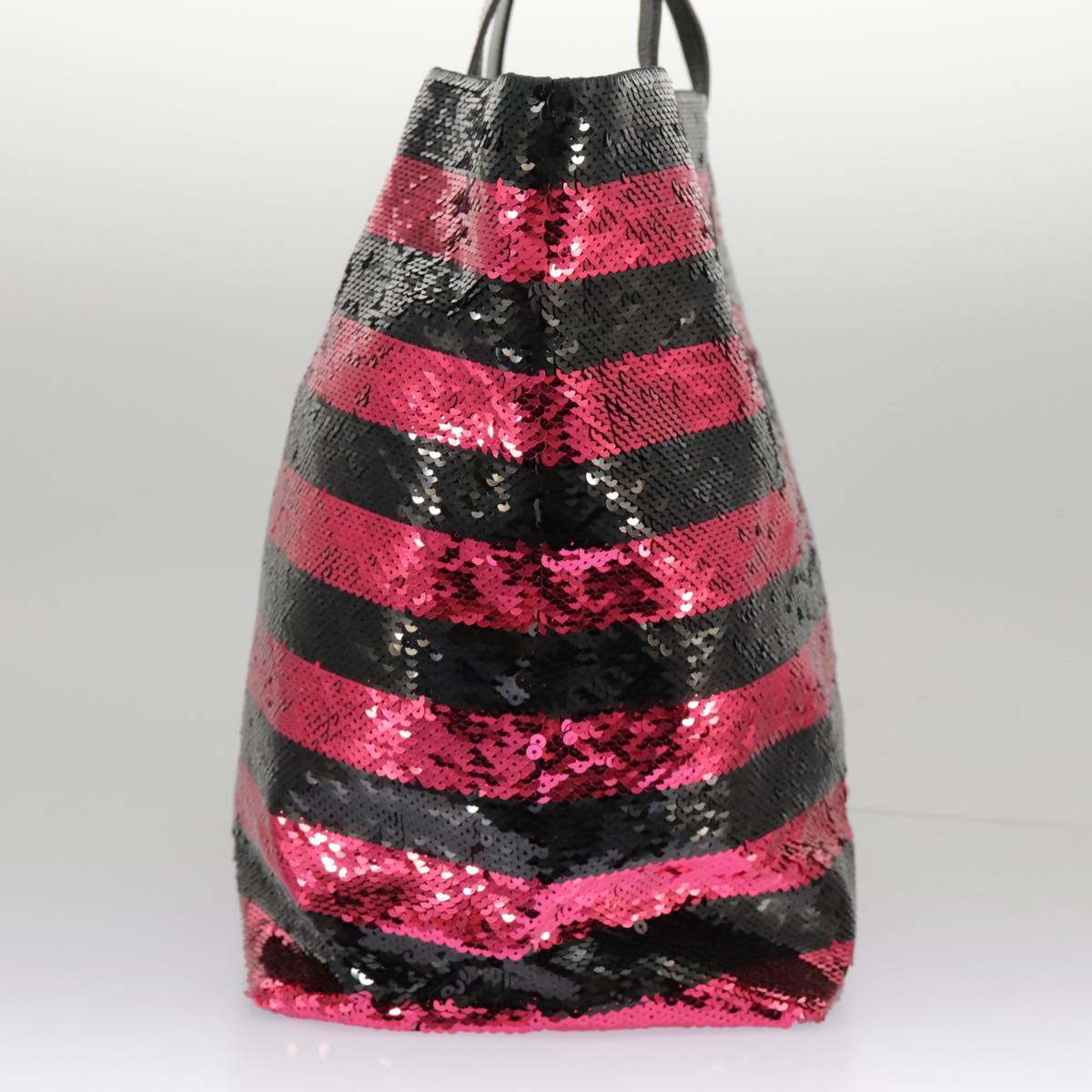 PRADA Sequin Tote Bag Nylon Black Red Auth 98375A