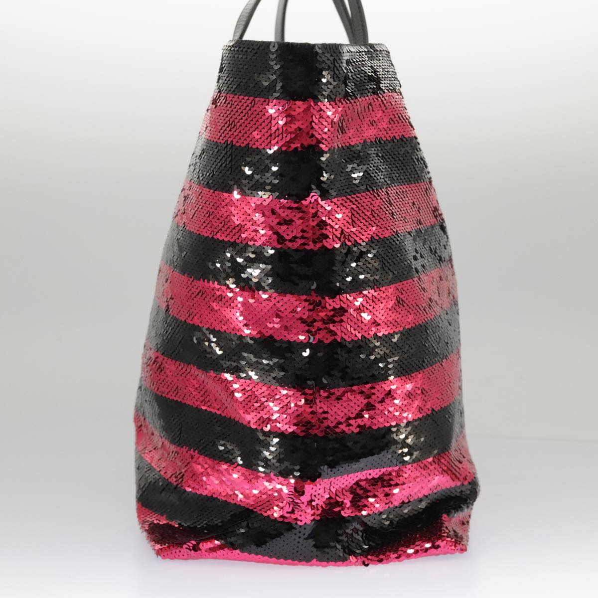 PRADA Sequin Tote Bag Nylon Black Red Auth 98375A