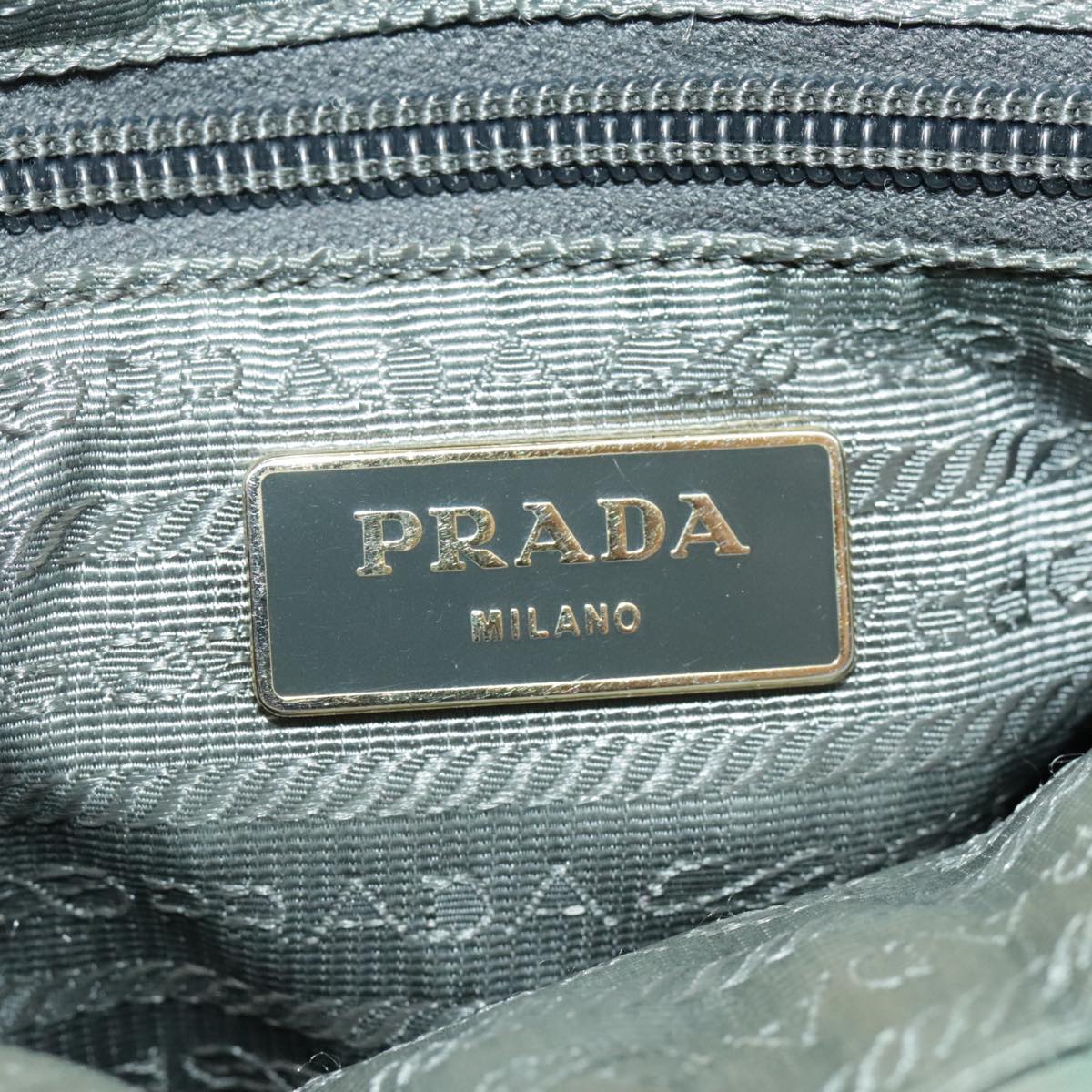 PRADA Hand Bag Nylon 2way Green Gold Auth 98383