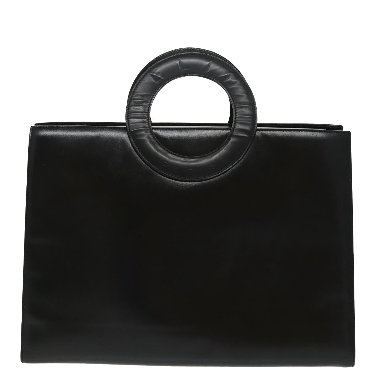 CELINE Hand Bag Leather 2way Black Silver Auth 98398