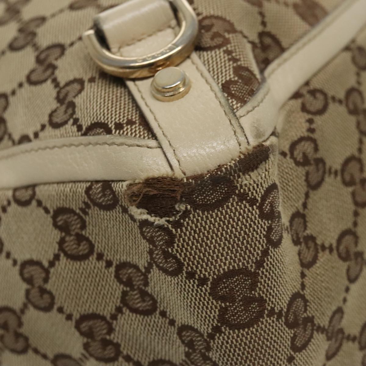 GUCCI GG Canvas Tote Bag Beige Gold 170004 Auth 98399