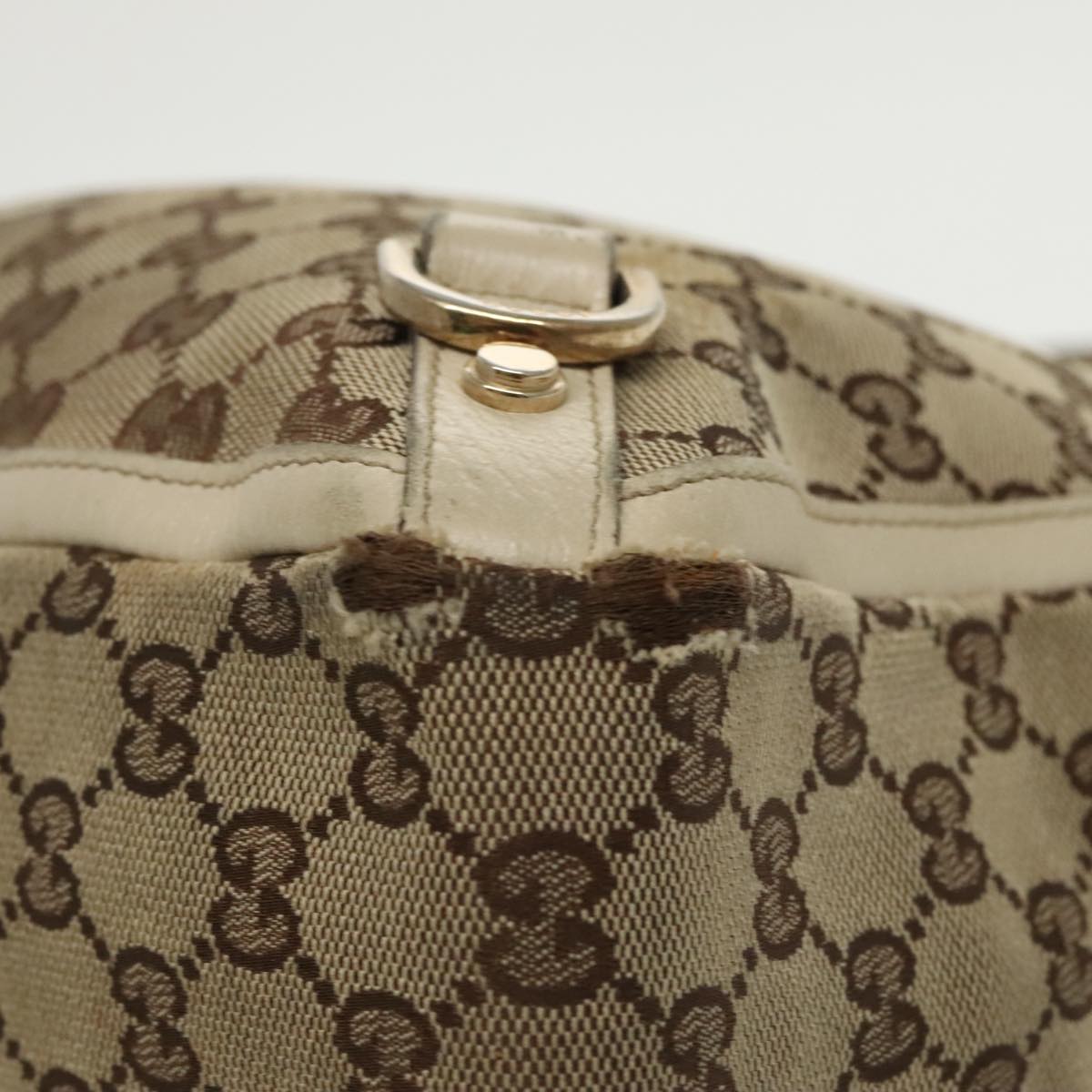 GUCCI GG Canvas Tote Bag Beige Gold 170004 Auth 98399