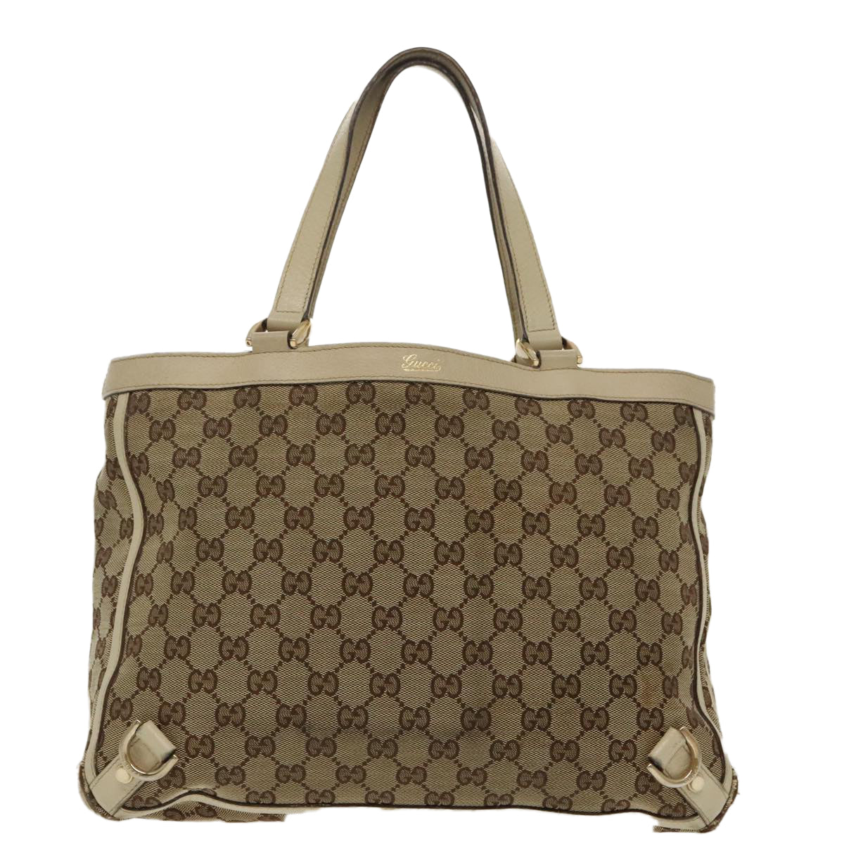 GUCCI GG Canvas Tote Bag Beige Gold 170004 Auth 98399