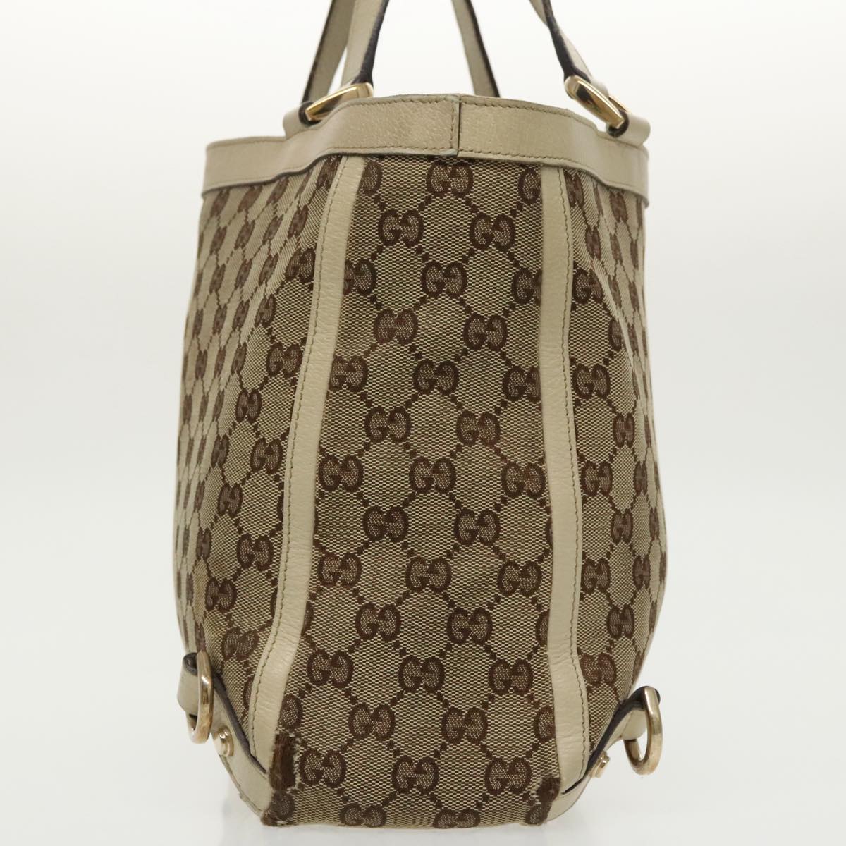 GUCCI GG Canvas Tote Bag Beige Gold 170004 Auth 98399