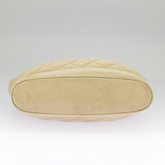 CHANEL Matelasse Chain Shoulder Bag Lamb Skin Beige Gold CC Auth 98416