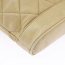 CHANEL Matelasse Chain Shoulder Bag Lamb Skin Beige Gold CC Auth 98416-12