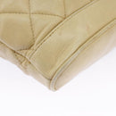 CHANEL Matelasse Chain Shoulder Bag Lamb Skin Beige Gold CC Auth 98416-14