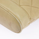 CHANEL Matelasse Chain Shoulder Bag Lamb Skin Beige Gold CC Auth 98416-15