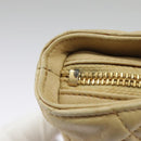 CHANEL Matelasse Chain Shoulder Bag Lamb Skin Beige Gold CC Auth 98416-17