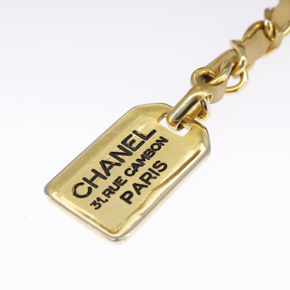 CHANEL Matelasse Chain Shoulder Bag Lamb Skin Beige Gold CC Auth 98416