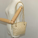 CHANEL Matelasse Chain Shoulder Bag Lamb Skin Beige Gold CC Auth 98416-29