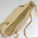 CHANEL Matelasse Chain Shoulder Bag Lamb Skin Beige Gold CC Auth 98416-6