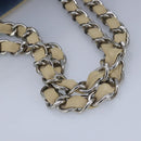 CHANEL Chain Tote Bag No5 Canvas White Silver CC Auth 98422-7