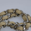 CHANEL Chain Tote Bag No5 Canvas White Silver CC Auth 98422-8