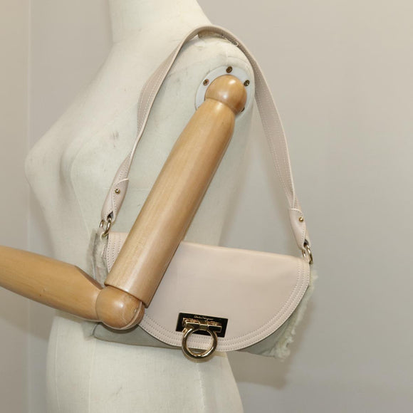 Salvatore Ferragamo Gancini Shoulder Bag Pink Gold Auth 98425