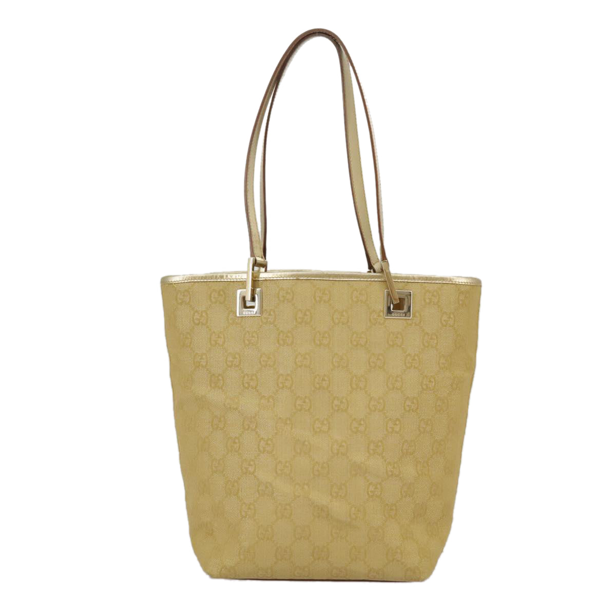 GUCCI GG Canvas Tote Bag Gold Tone Gold 002 1099 Auth 98426 - 0