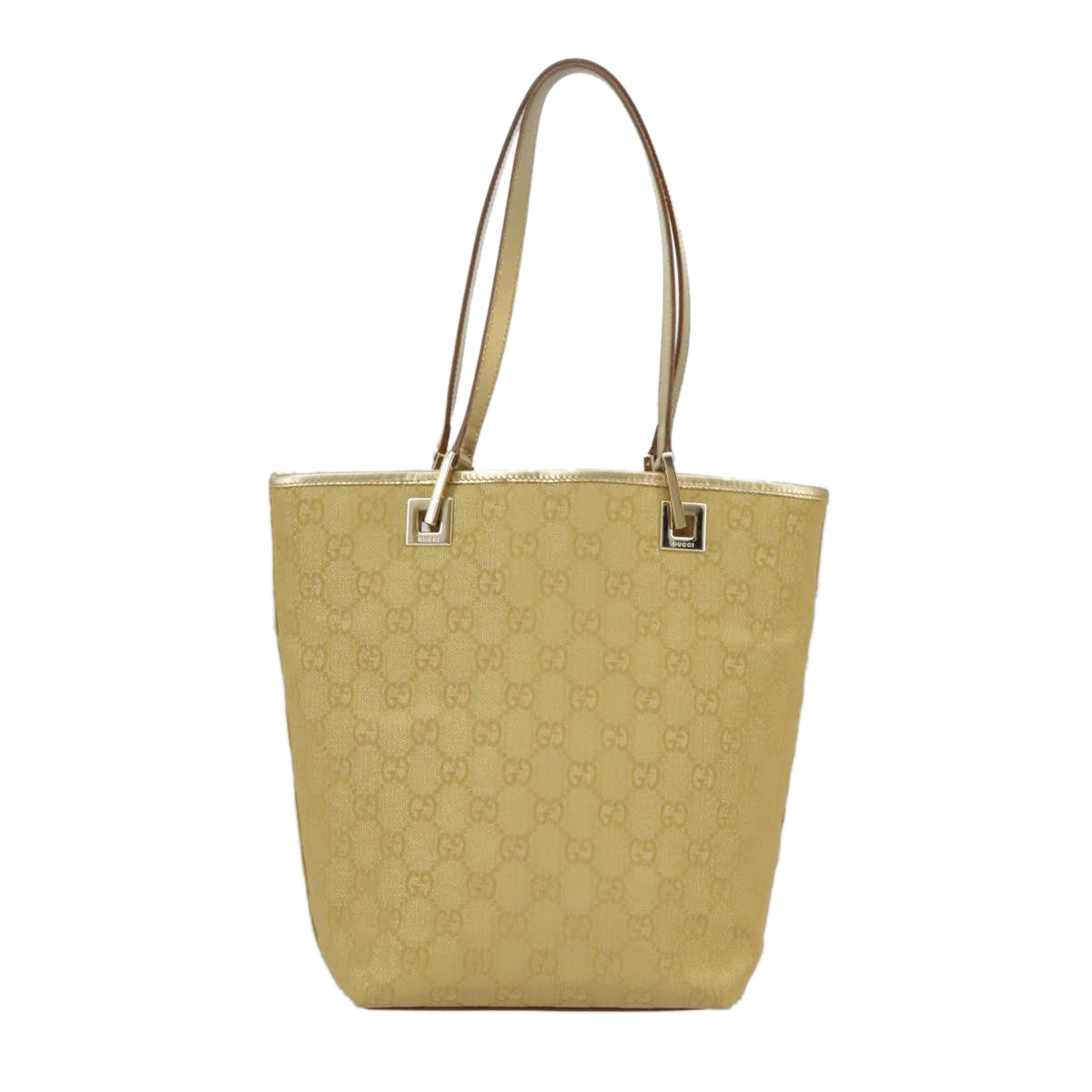 GUCCI GG Canvas Tote Bag Gold Tone Gold 002 1099 Auth 98426