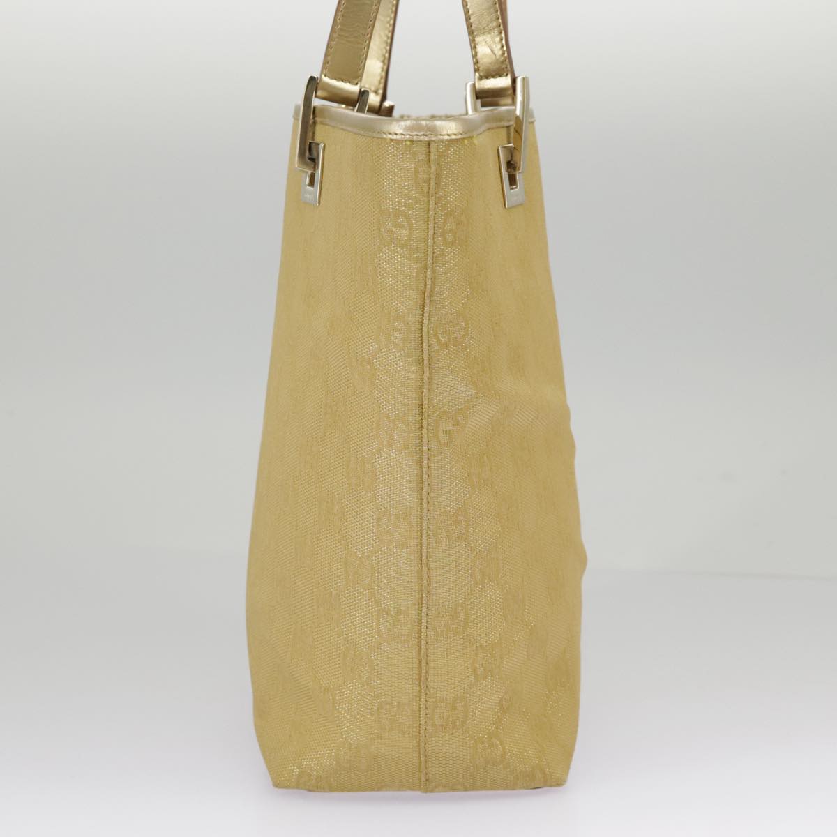 GUCCI GG Canvas Tote Bag Gold Tone Gold 002 1099 Auth 98426