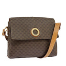 CELINE Macadam Canvas Shoulder Bag PVC Leather Brown Gold Auth 98428-1