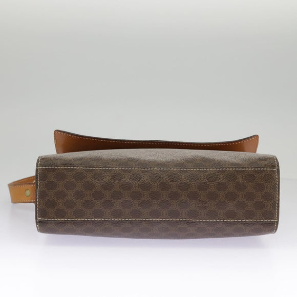 CELINE Macadam Canvas Shoulder Bag PVC Leather Brown Gold Auth 98428