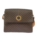 CELINE Macadam Canvas Shoulder Bag PVC Leather Brown Gold Auth 98428-13