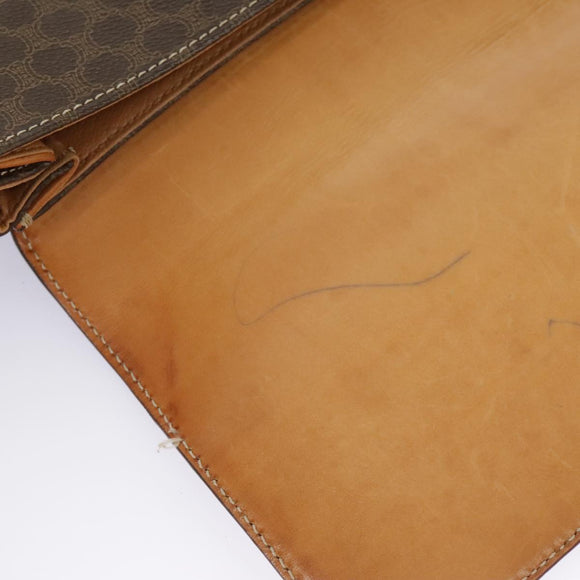 CELINE Macadam Canvas Shoulder Bag PVC Leather Brown Gold Auth 98428