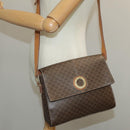 CELINE Macadam Canvas Shoulder Bag PVC Leather Brown Gold Auth 98428-31
