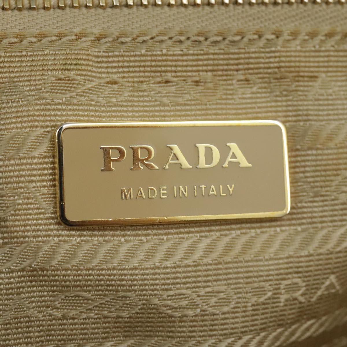 PRADA Venice Tote Bag Nylon Canvas Brown Gold Auth 98430