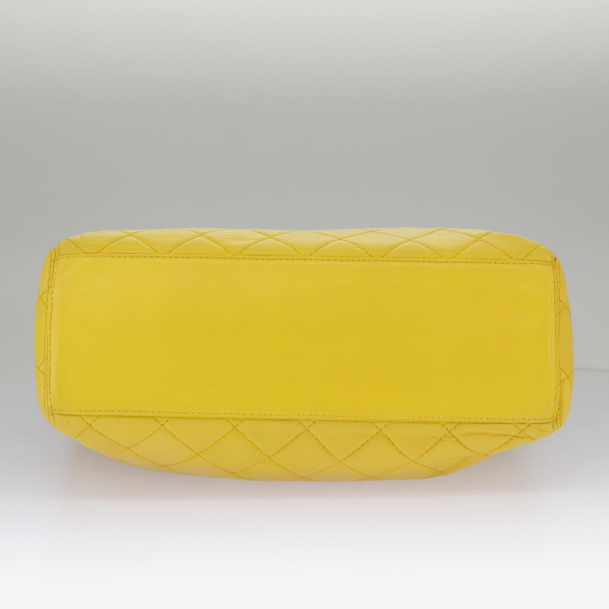 CHANEL Matelasse Hand Bag Lamb Skin Yellow CC Auth 98431