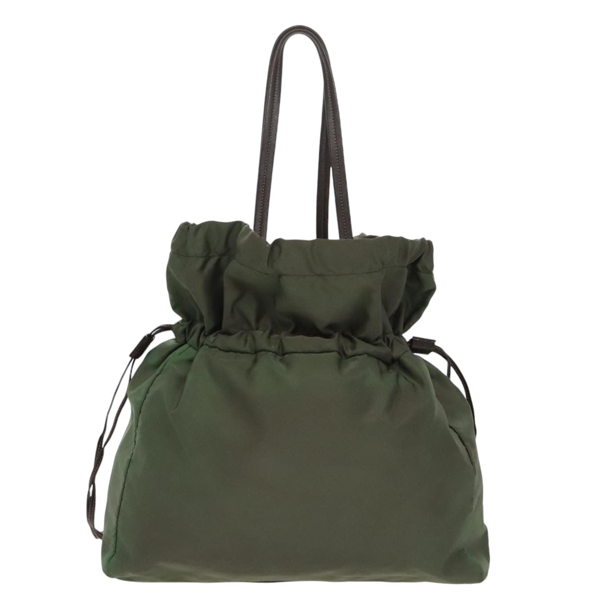 PRADA Tote Bag Nylon Green Gold Auth 98443 - 0