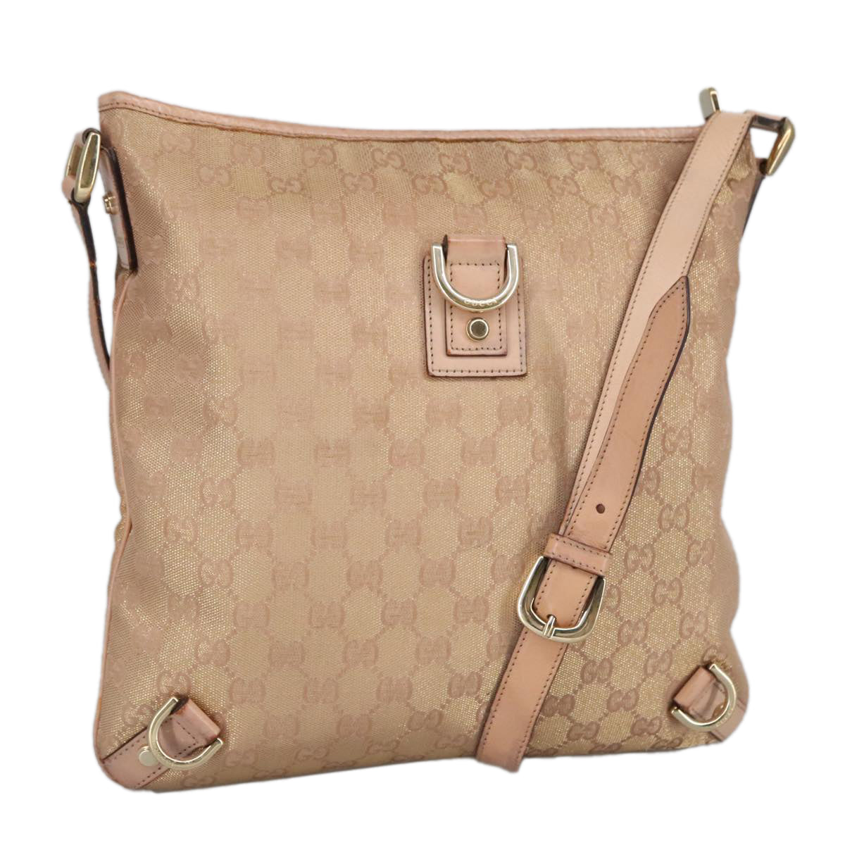 GUCCI GG Canvas Shoulder Bag Pink Gold 131326 Auth 98450