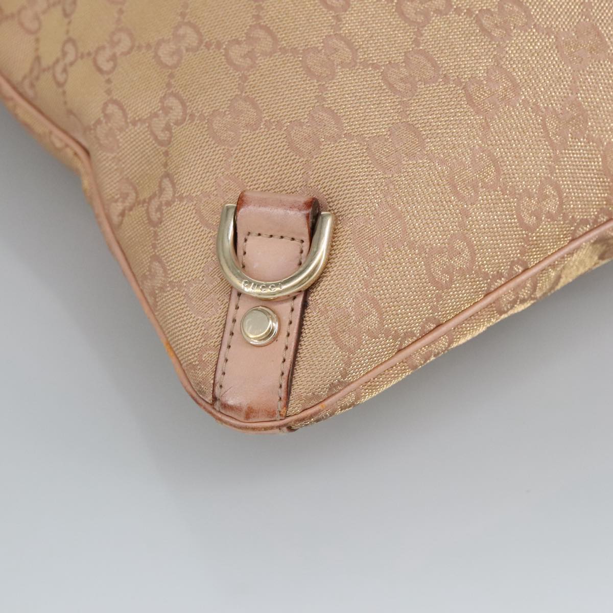 GUCCI GG Canvas Shoulder Bag Pink Gold 131326 Auth 98450