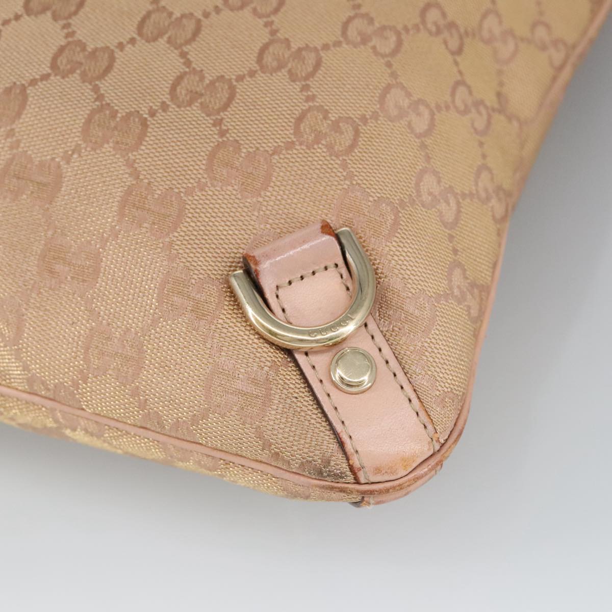 GUCCI GG Canvas Shoulder Bag Pink Gold 131326 Auth 98450