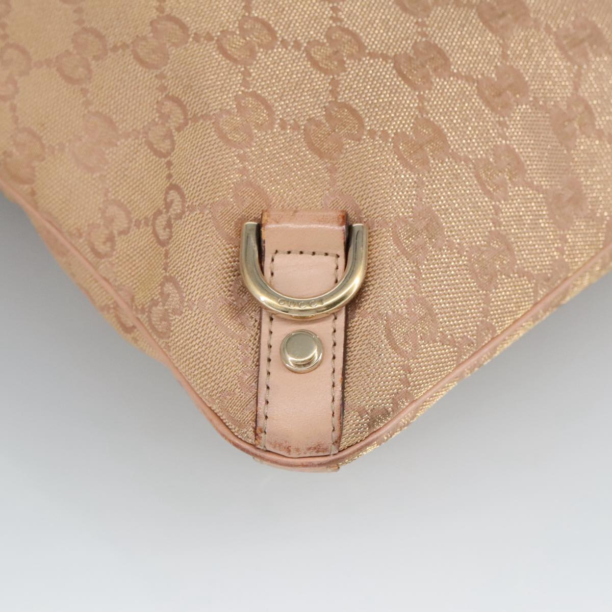 GUCCI GG Canvas Shoulder Bag Pink Gold 131326 Auth 98450