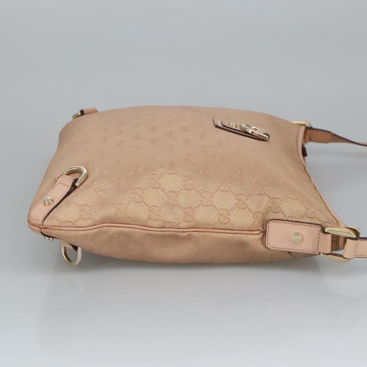 GUCCI GG Canvas Shoulder Bag Pink Gold 131326 Auth 98450