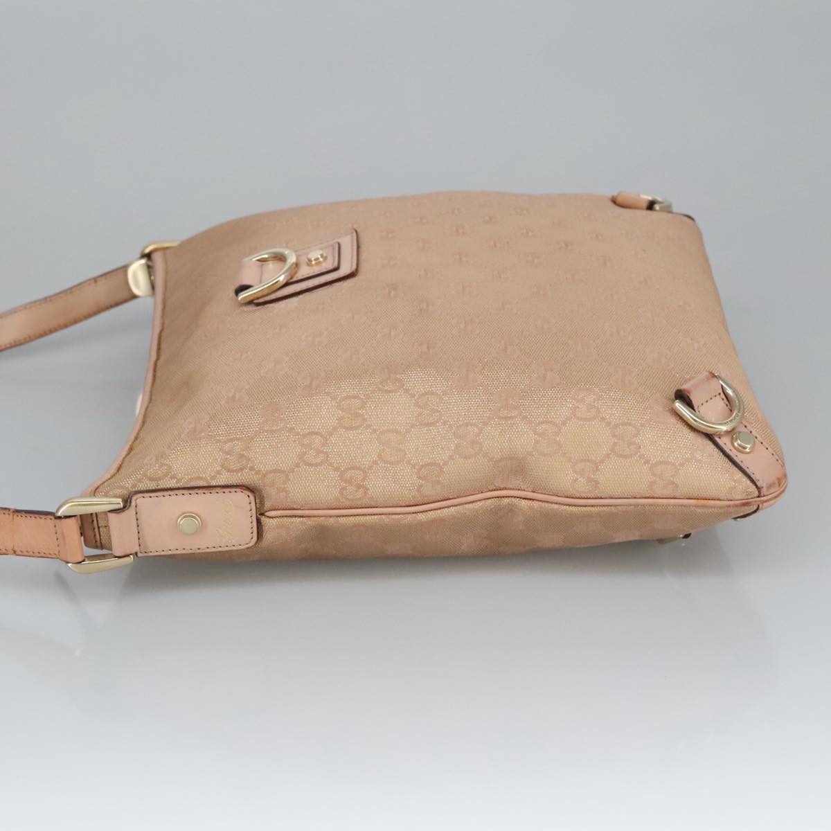 GUCCI GG Canvas Shoulder Bag Pink Gold 131326 Auth 98450