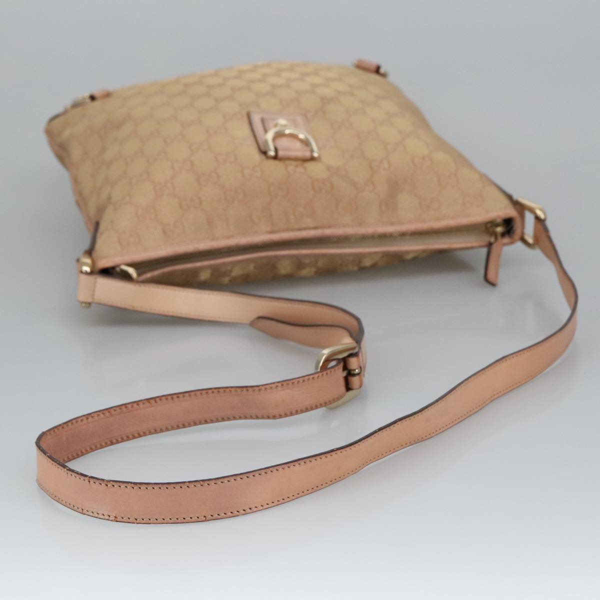 GUCCI GG Canvas Shoulder Bag Pink Gold 131326 Auth 98450